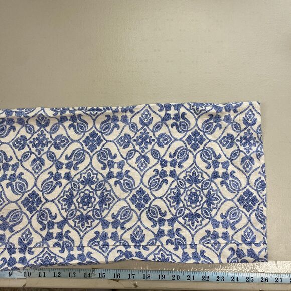 Soft Surroundings 100% Linen Pants Womens Medium Wide Leg Crop Blue Floral 31x26 - Picture 10 of 13